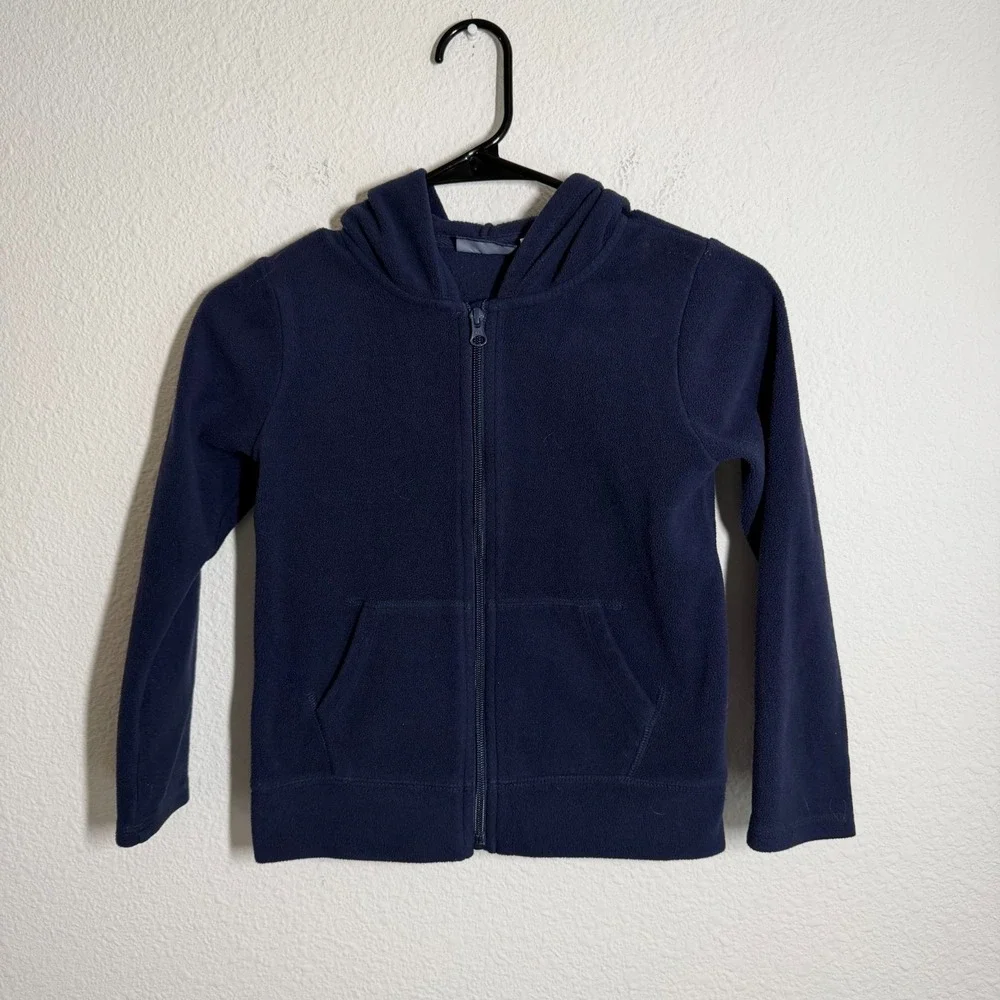 The Children's‎ Place Microfleece Zip Up Hoodie Girls M 7/8 Navy Blue Casual